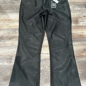 Chic Black Faux Leather Flare Pants